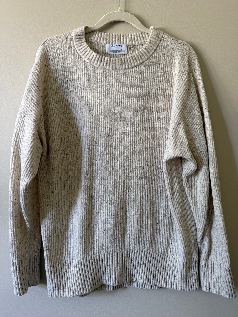 Old Navy women’s Oatmeal Ribbed Crewneck Sweater